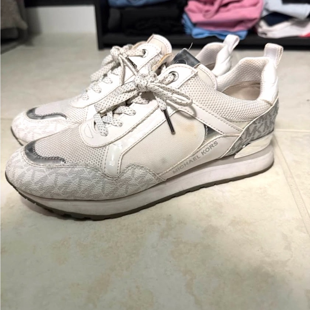 Michael Kors Cream and Silver Women's Sneakers